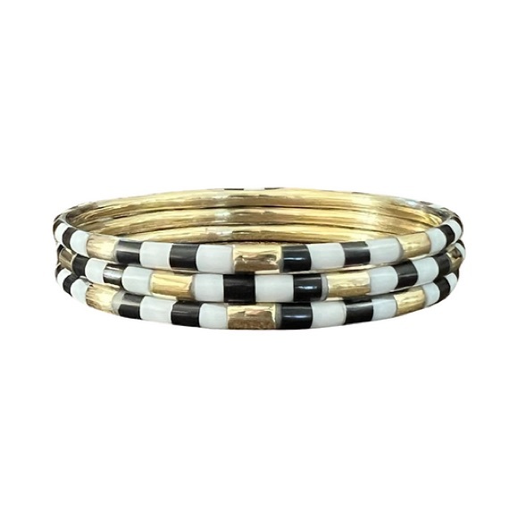 NIB: Set of 3 Black and White Bangles - Picture 3 of 3